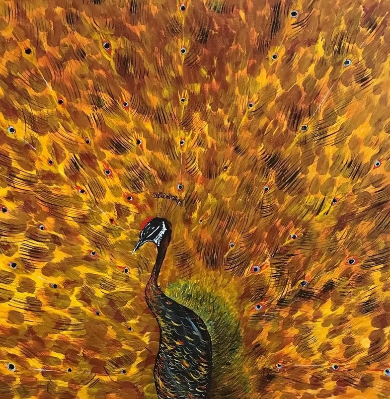Peacock, acrylic on canvas